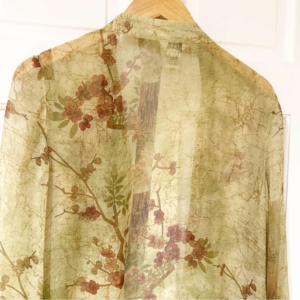 Citron Santa Monica Green Silk Duster Kimono M - Picture 10 of 10